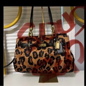 Sold no longer available 
Coach Animal Print Shoulder Bag - Tan and Black